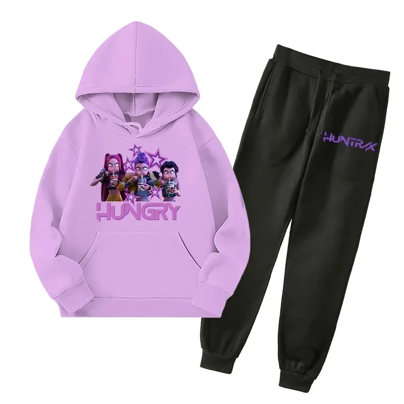 

KPop Demon Hunters Movie Graphic Hoodies Pants Set Men's Women Clothing Suit Fashion Casual Hooded Sweatshirts Loose Pullovers