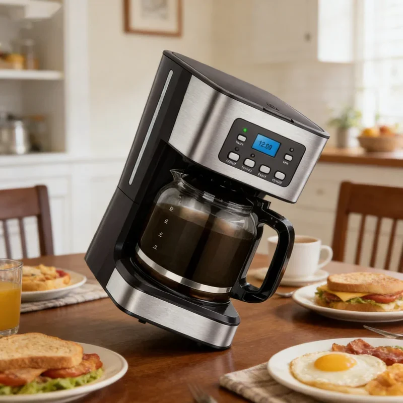 

1.5L American Drip Coffee Maker 24h Timer Thermal Insulation 950W Coffee Brewing Machine Compatible with EU US Standards