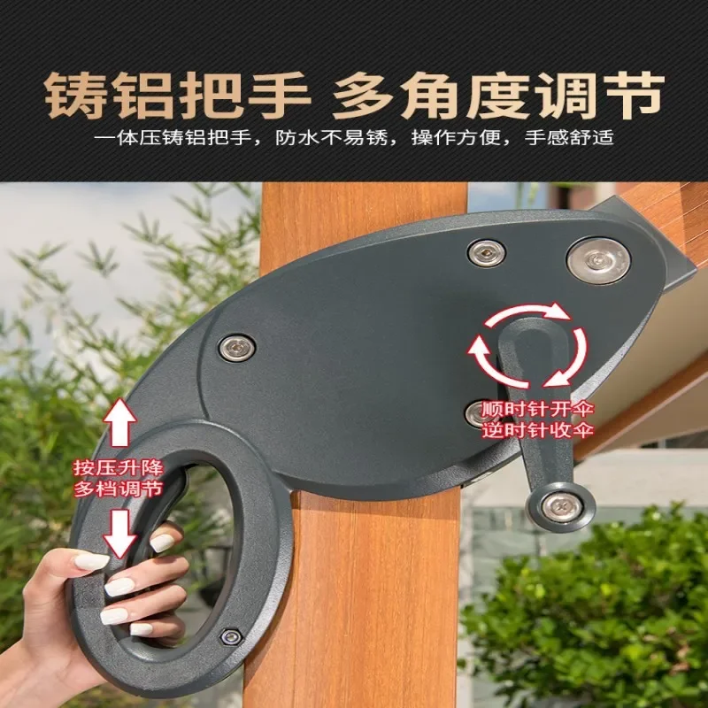 Solar LED Light Parasol Outdoor Garden Umbrella Large Patio Shade Canopy for Villa Terrace UV Protection