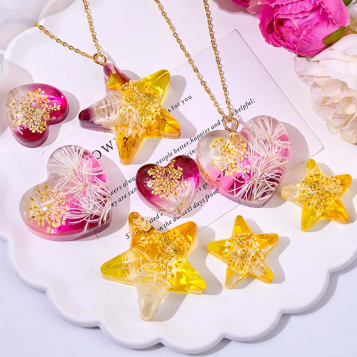 Heart Star Moon Pendant Silicone Mold DIY Epoxy Resin Jewelry Casting Molds Necklace Mould for Keychain Crafts Making Supplies view 5