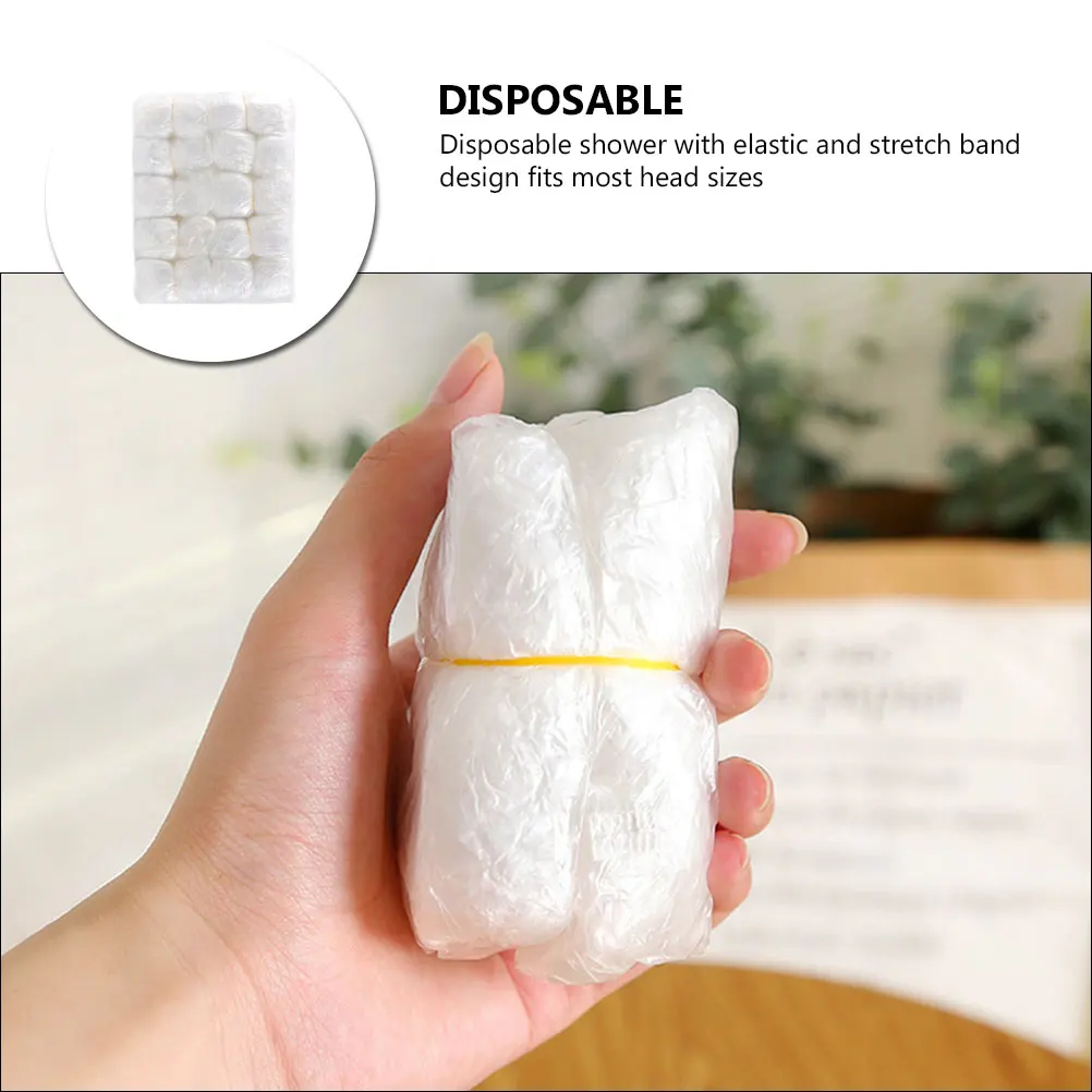 

100 Pcs Waterproof Shower Cap Hat Simple Bath Hair Caps Convenient Bathing White Elastic Practical Man