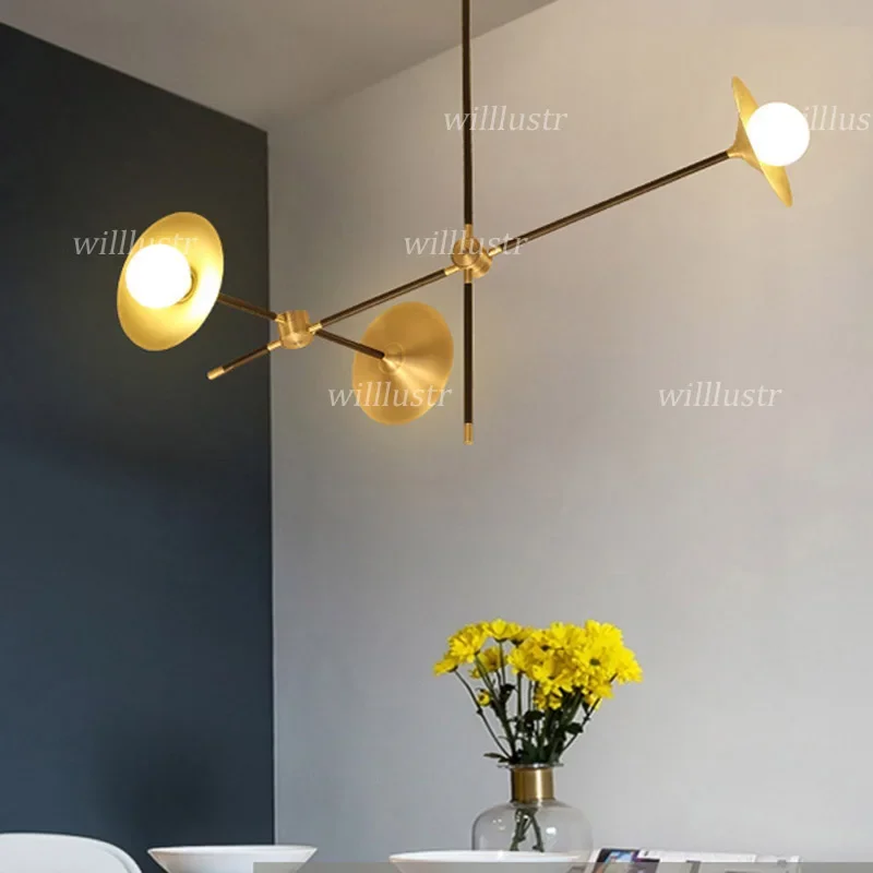Turnable Metal Trumpet Pendant Light Black Gold Horn Glass Suspension Lamp for Bar Hotel Mall Villa Hanging Ceiling Chandelier