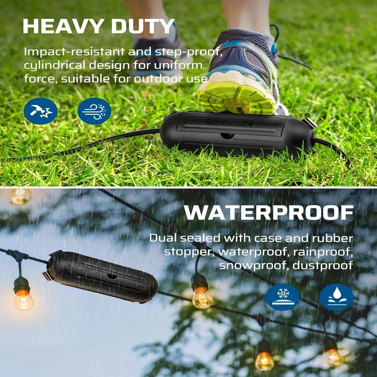 1pcs Compact Outdoor Extension Cord Cover IP44 Waterproof Box & Safety Housing Case - Heavy-Duty Weatherproof Electrical