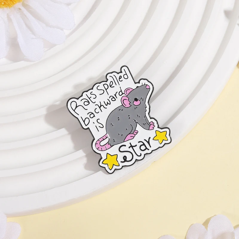 الفئران الإملائية إلى الخلف هو ستار بروش المينا دبابيس لطيف الوردي ماوس دبابيس ظهره شارة التلبيب مجوهرات إبداعية هدية للأصدقاء #3