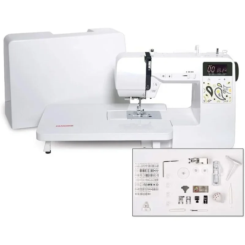 JW8100 Fully-Featured Computerized Sewing Machine with 100 Stitches, 7 Buttonholes, Hard Cover, Extension Table