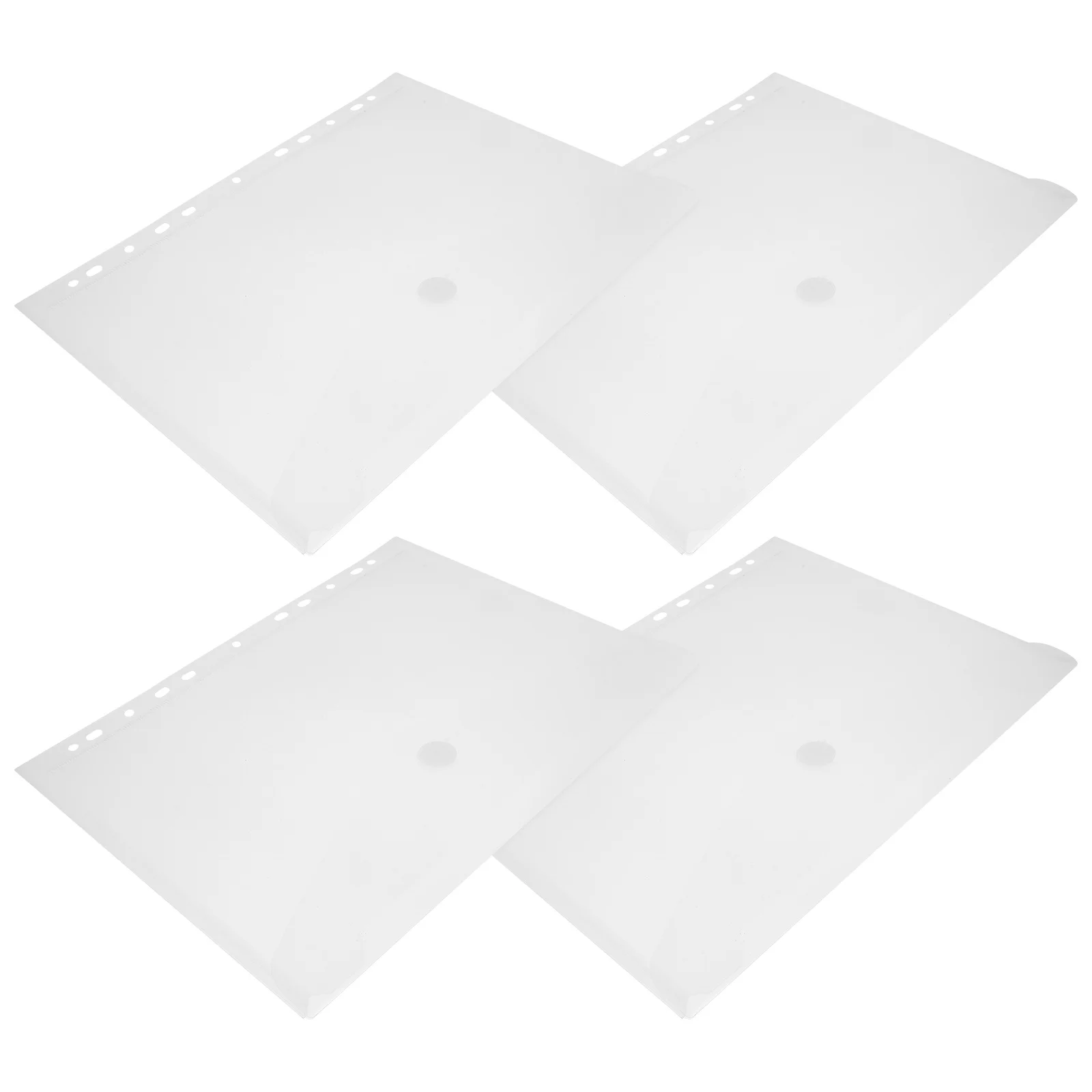 4 pçs pasta de arquivo adesivo botão design sacos documento envelope titular recibo pp plástico transparente