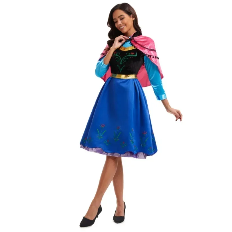 

Halloween Adult Costume Princess Anna Dresses Cosplay Costumes Woman Role Play Long Dress With Cloak