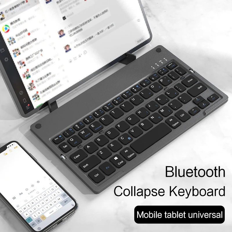 ZONFRONT-miniteclado plegable con Bluetooth, teclado inalámbrico con soporte para iPad, Xiaomi, teléfono, tableta, Android, IOS, Windows