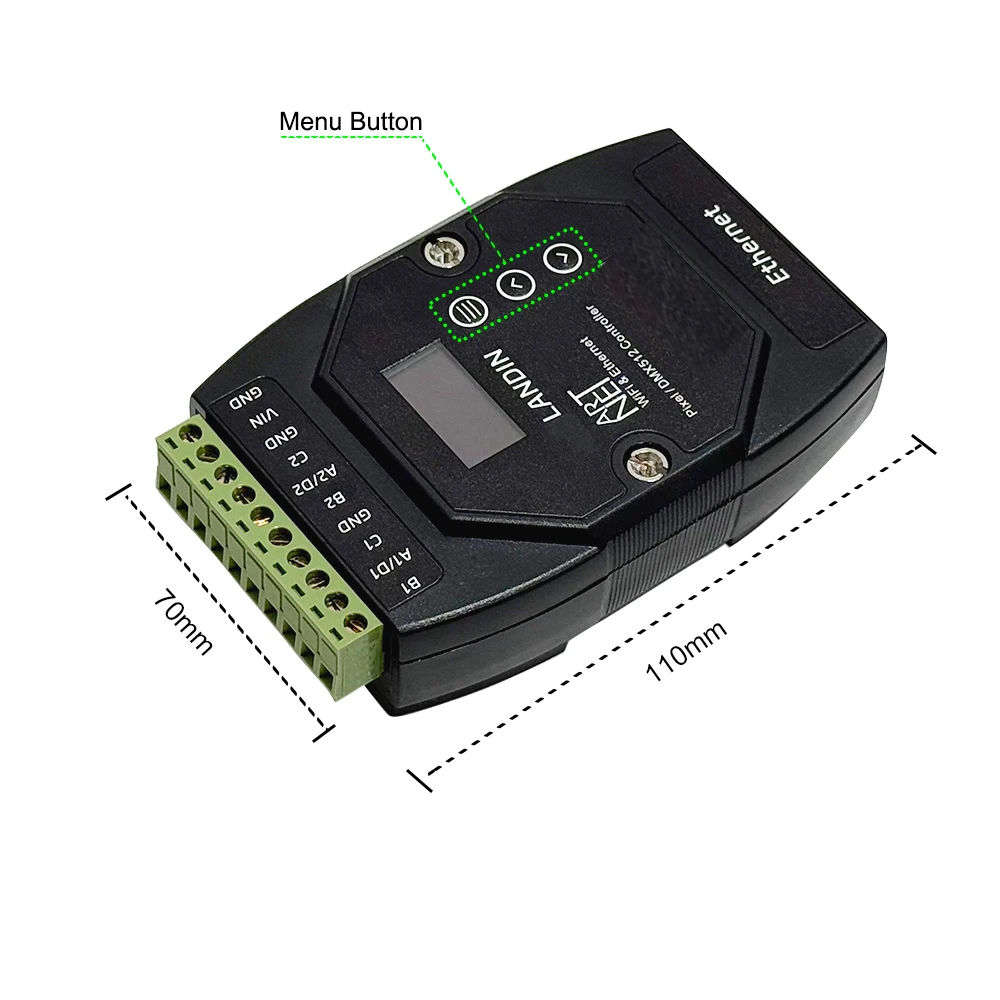 WS2811 WS2812B LED Strip Light Controller 2 Ports Resolume xLights Artnet/sACN to SPI Pixel Controller for LED Lighting