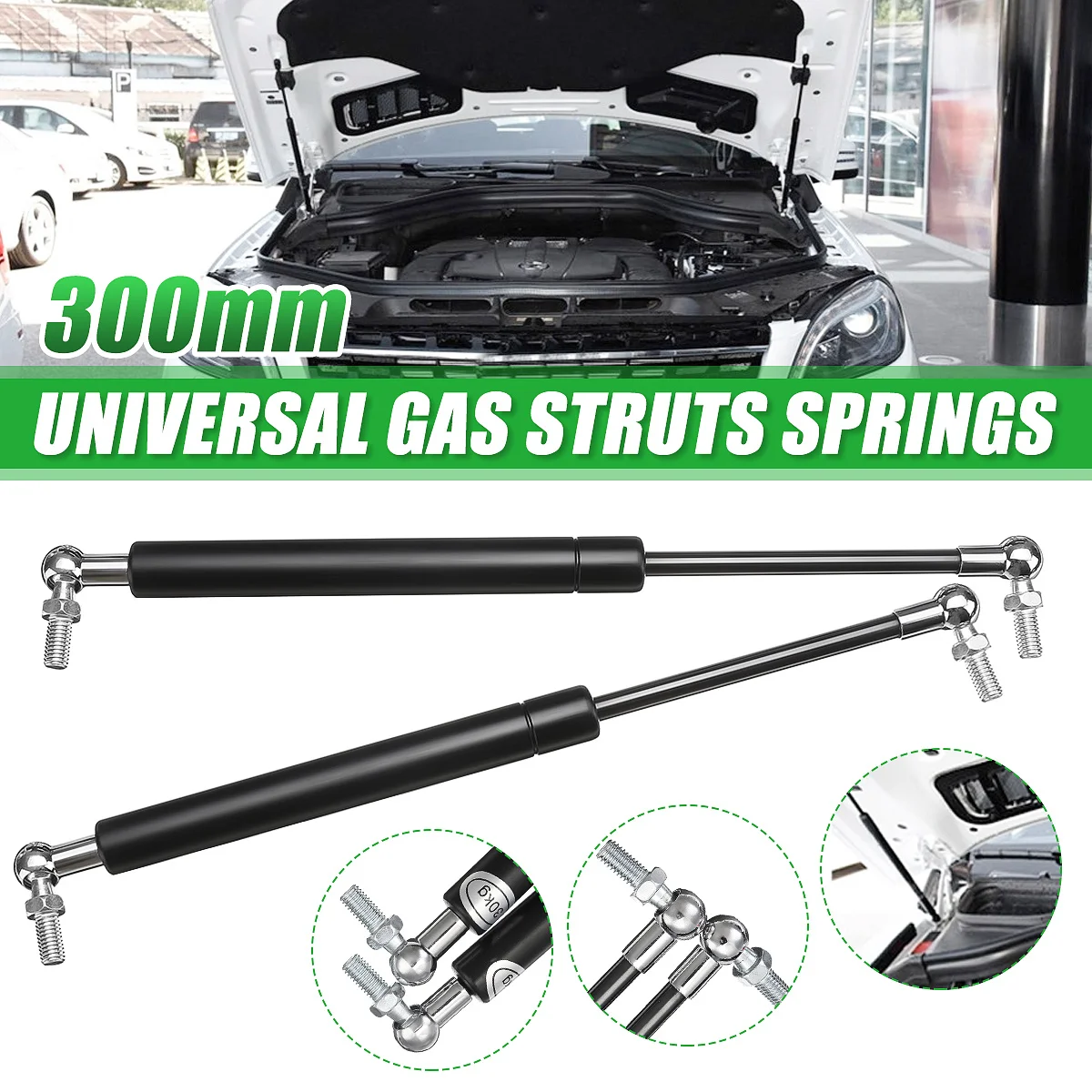 2pcs Universal 300-600mm 300N Car Struts Front Cover Bonnet Hood Rear Trunk Tailgate Boot Shock Lift Strut Support Bar Gas Strut