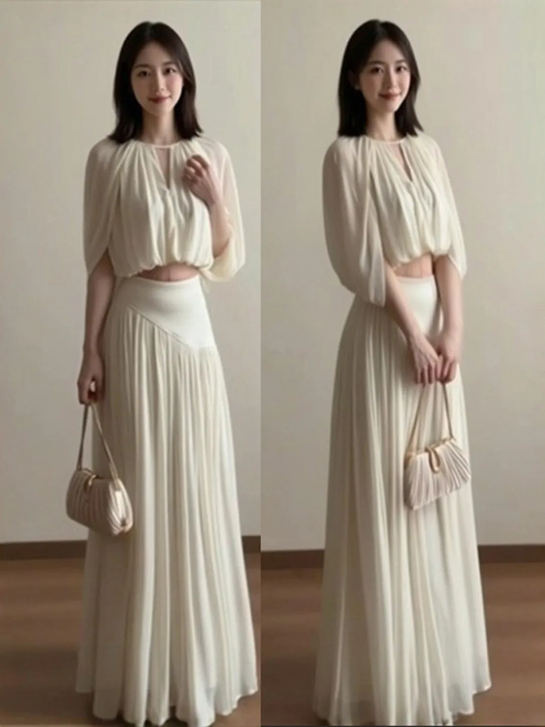 

Gentle Wind Beautiful Cowl Neck Top Skirt Two Piece Set Anti Aging Whole Set Ootd Spring 2026 Casual Comfortable Fashion