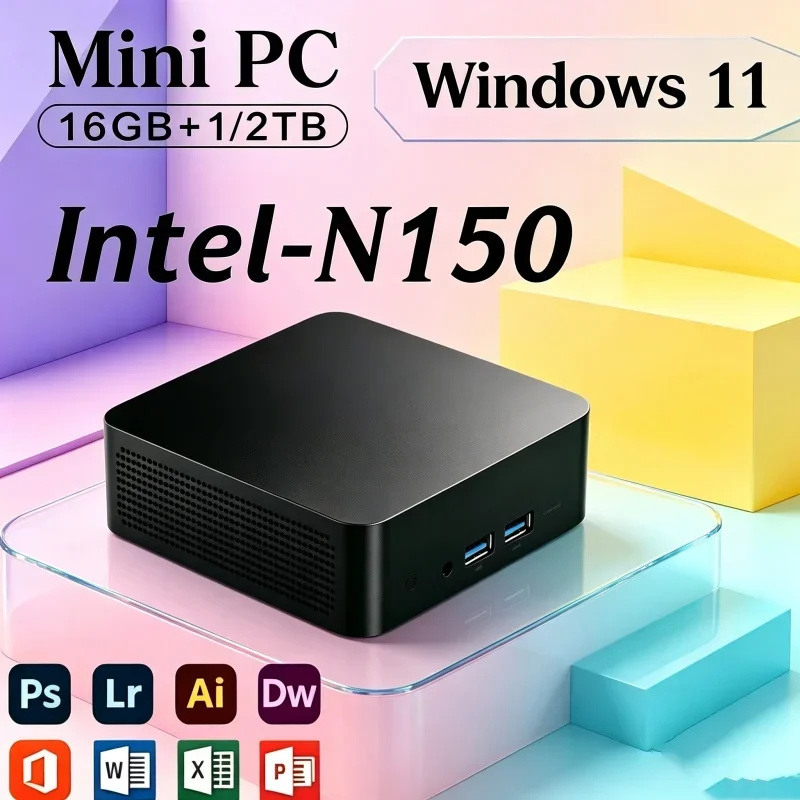 2026 Potent Core N150 MINI PC Windows 11 Smooth Touch Pocket Sized Console RAM 1TB SSD WIFI 6 BT5.2 4K HD Mini Gaming