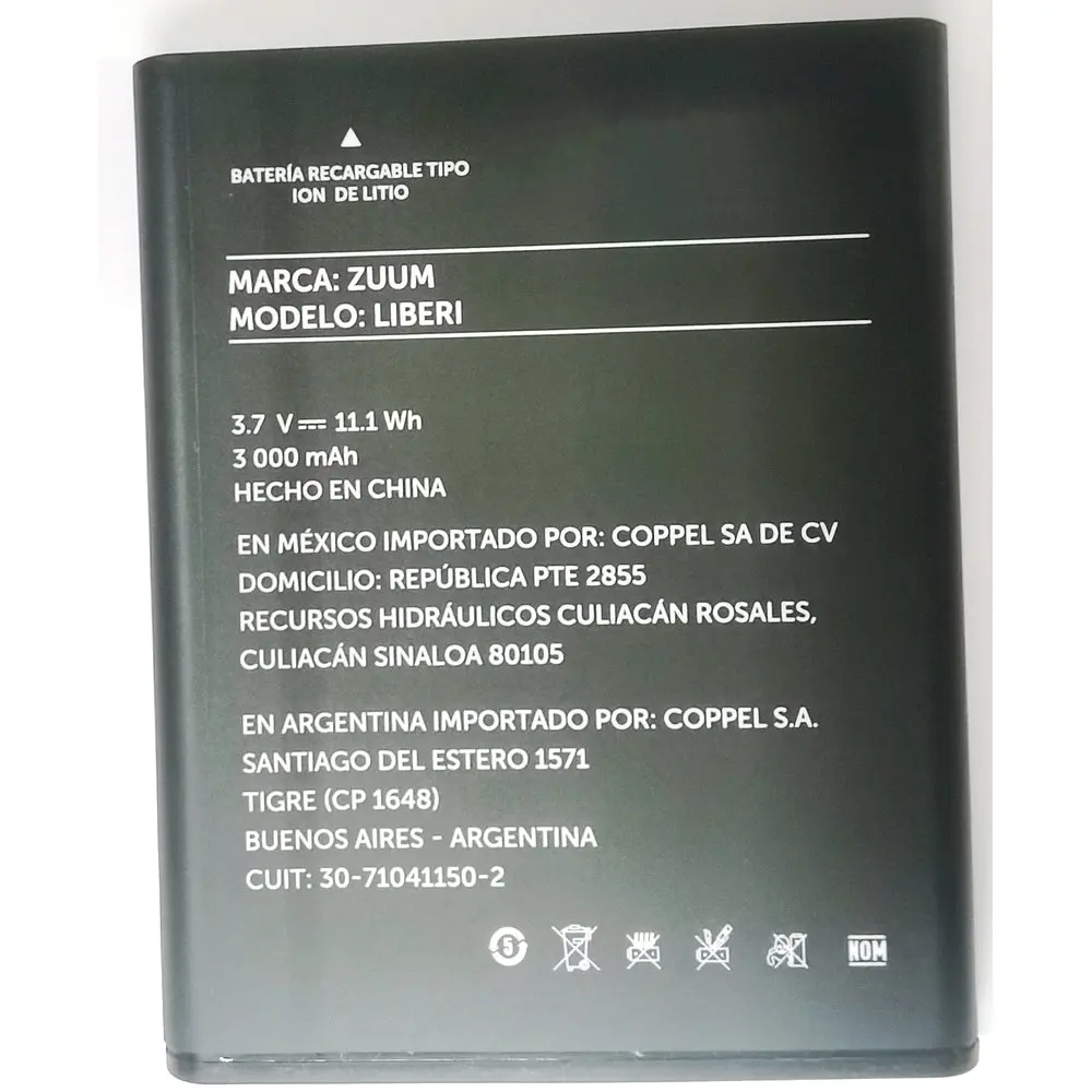 بطارية ليبيري أصلية 3.7 فولت 11.1 وات في الساعة لهاتف ZUUM المحمول #1