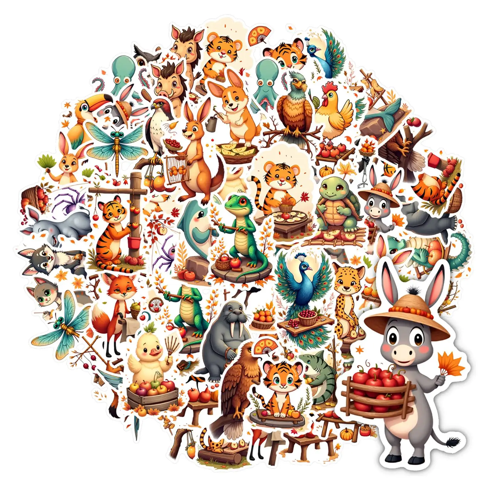 

35 шт.-50 шт., наклейки с милыми животными, наклейки с изображением природы, наклейки с животными для гитары, ноутбука, шлема, скейтборда, телефона «сделай сам»