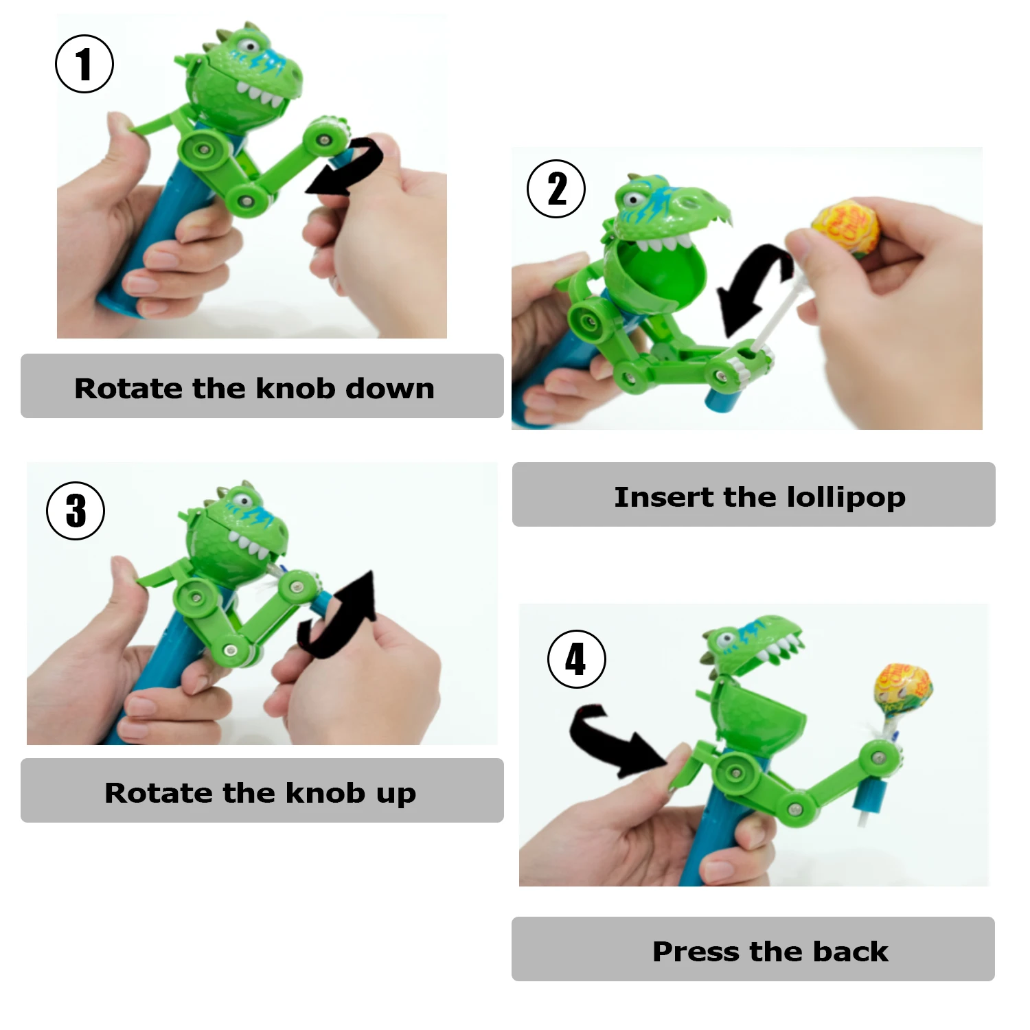 1 pc kreative Lutscher Roboter halter Dinosaurier essen Lutscher Pop-ups Fall Süßigkeiten Lagerung coole Dekompression Spielzeug Geschenke für Kinder – Detail 4