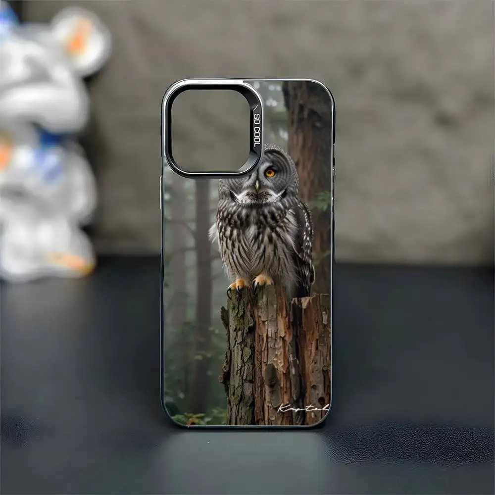 حافظة هاتف OWL FORST واقعية لهاتف iPhone 16,15,14,13,12,11,Mini,Pro,MAX غطاء أسود غير لامع مقاوم للصدمات