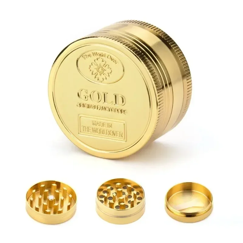 40/50mm Herbal Grinder 4 Layer Parts Zinc Alloy Tobacco Crusher Gold Grinder Crusher Hookah Pipe Smoke Accessories