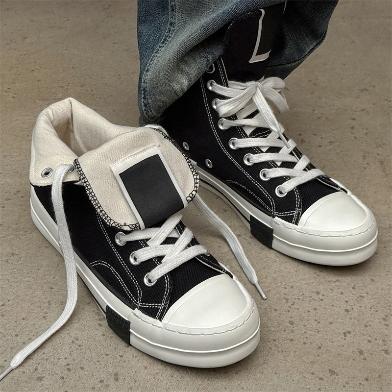 Sneakers Shoes Woman Owens Men's Casual Shoes 2026New Lace-up Thick Bottom High Top Shoes Canvas Punk Couple Trend Shoes