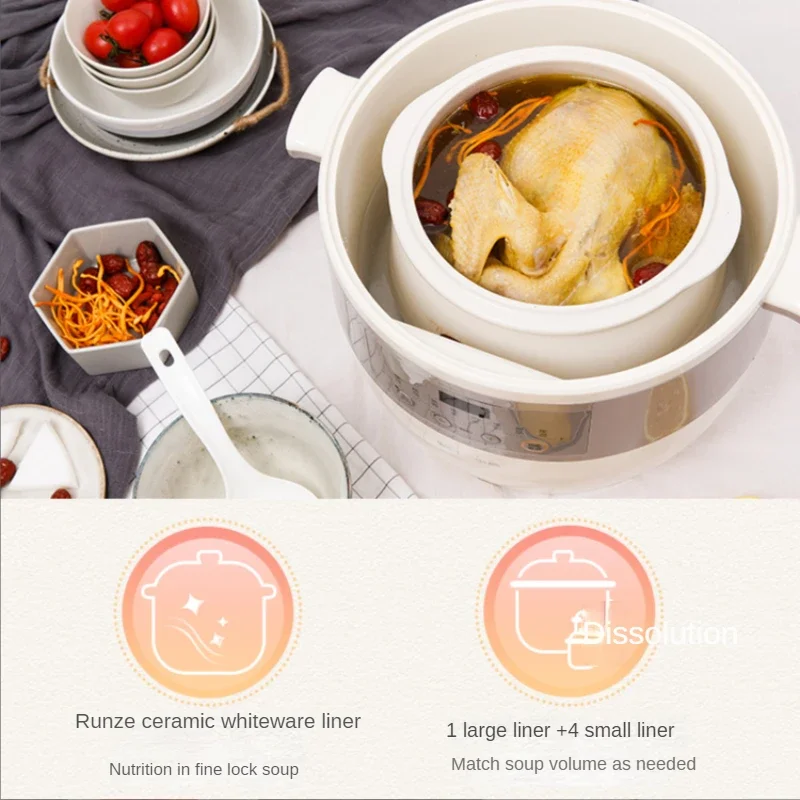 Electric Stew Pot Soup Porridge Ceramic Multi-function Water-proof Slow Cooker Automatic Kitchen Appliances Cuisine Intelligente