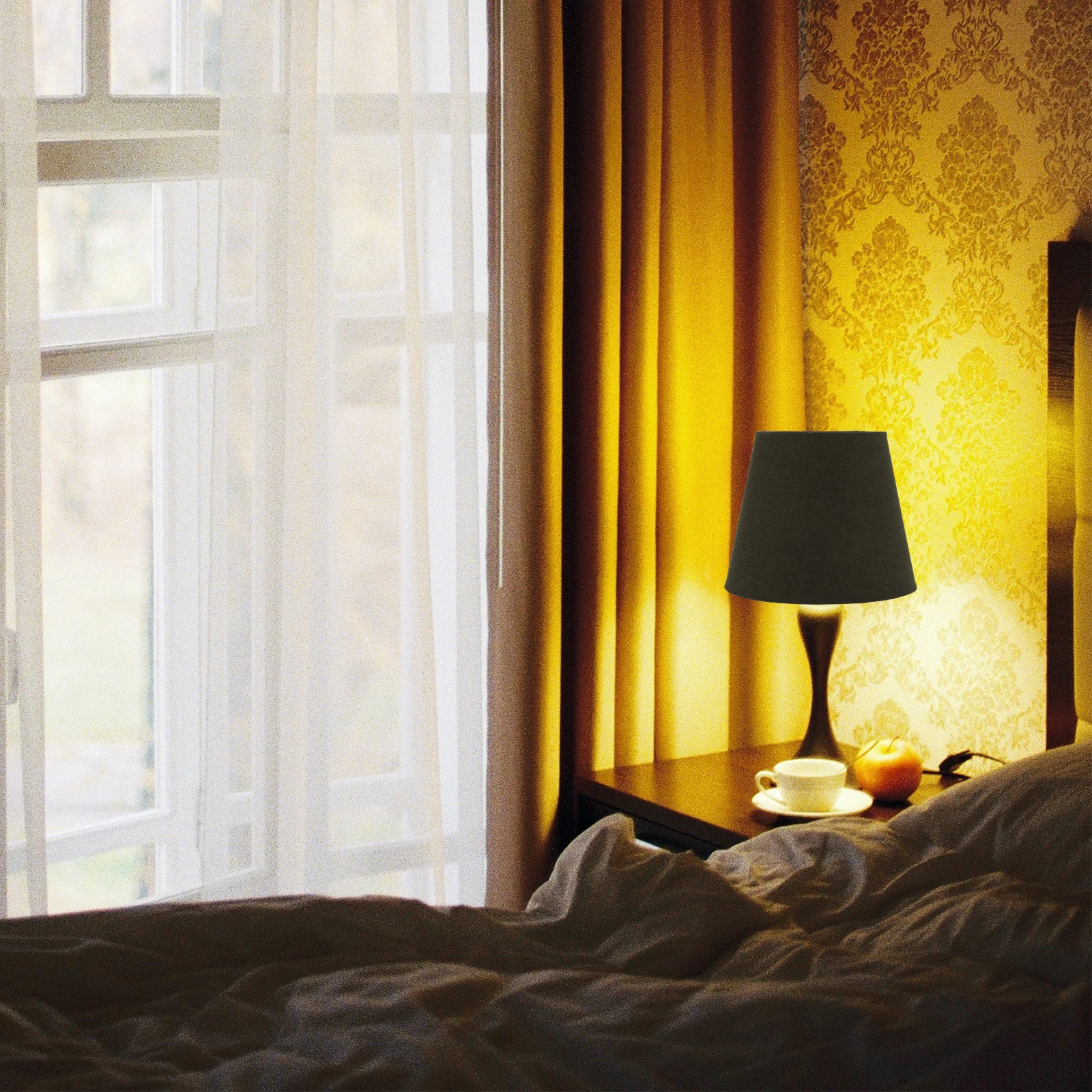 

Fabric Table Lamp Shade Black Drum Lamp Cover E14 Light Shade Decorative Lampshade for Home Office Coffee Shop Reading Relaxing