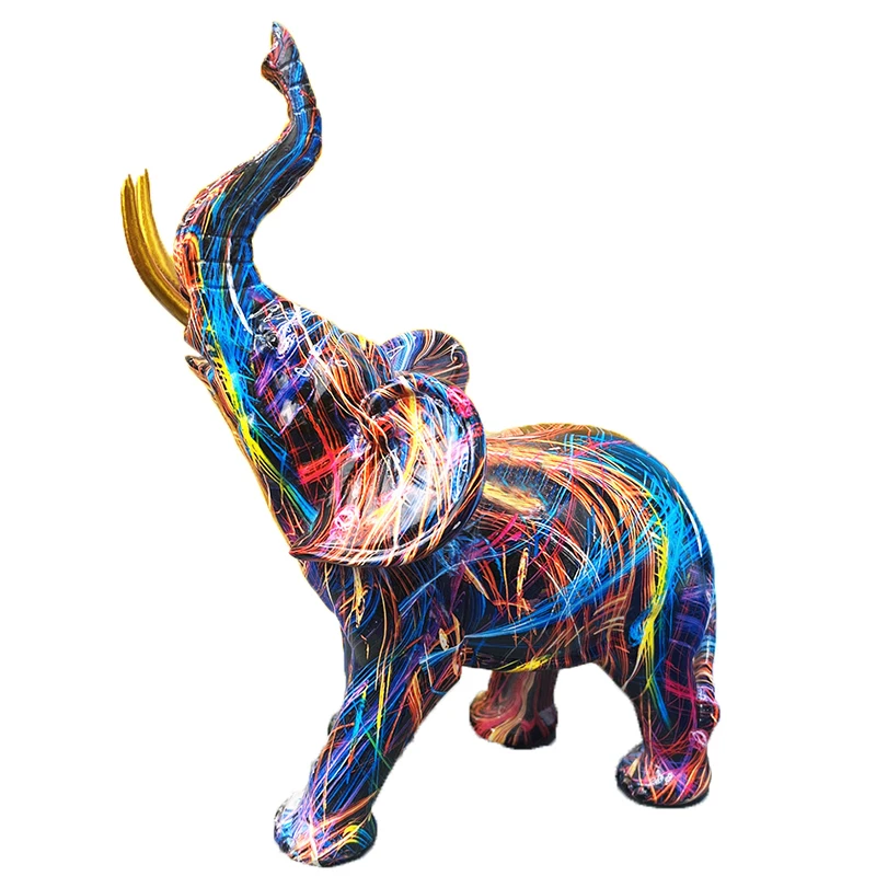 

Animal Statue For Living Room Decorative Sculptures For Home Decor Interior Figurine For Decoration Desk Table Colorful Elephant