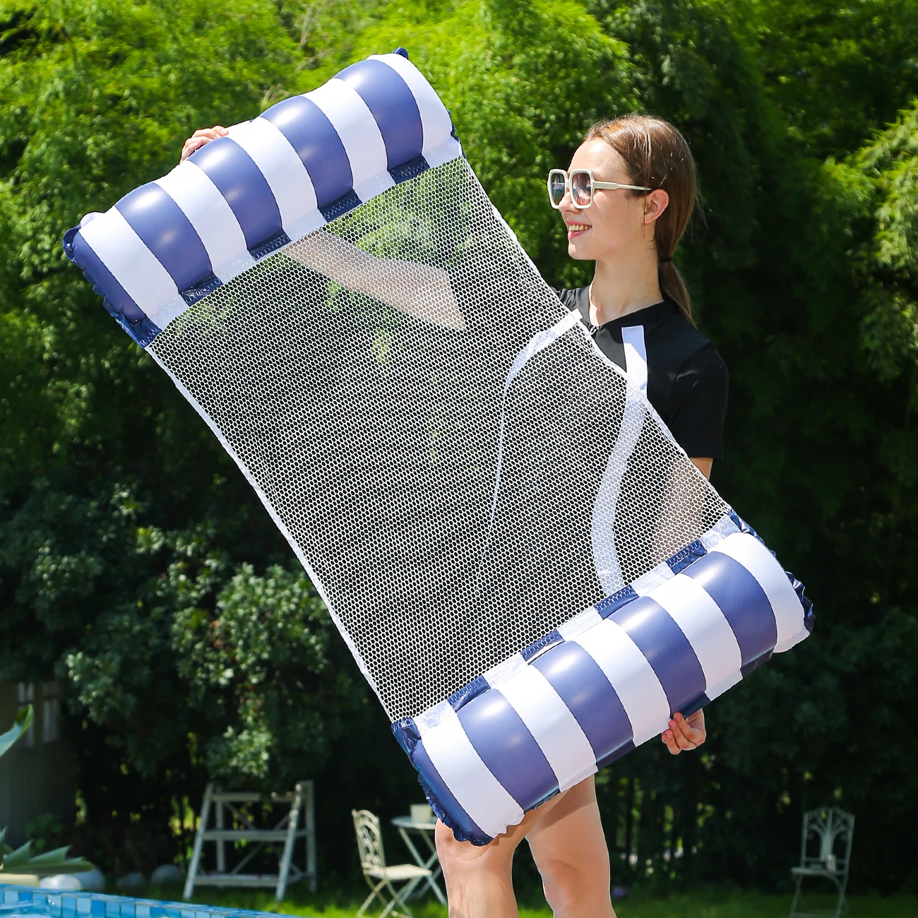 해먹 수영장 플로팅 매트 2팩, 4-in-1 다기능 플로팅 매트, PVC 워터 해먹 리클라이너 플로트