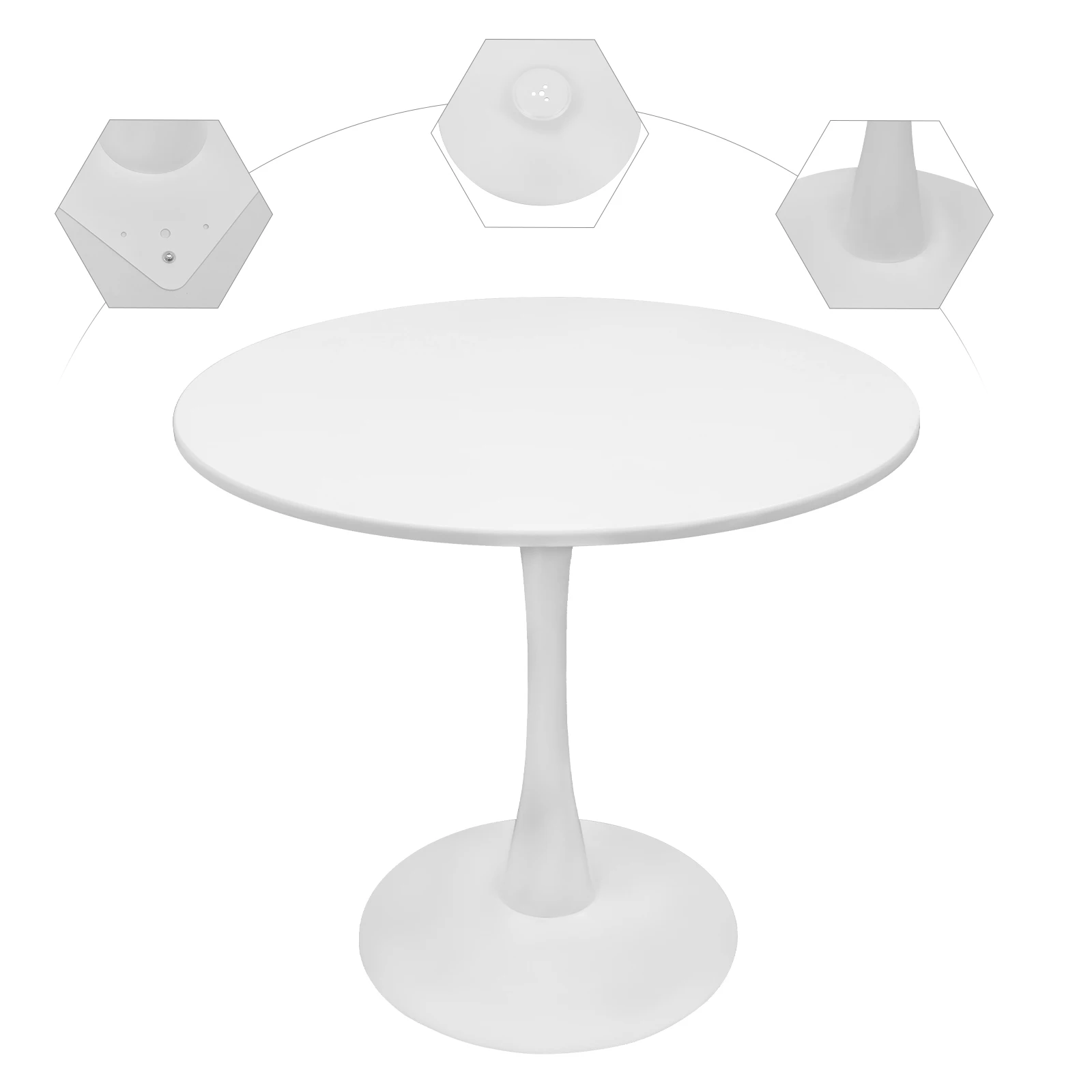 Mesa de comedor redonda blanca de mediados de siglo, mesa de comedor moderna de tulipán de 31,5"