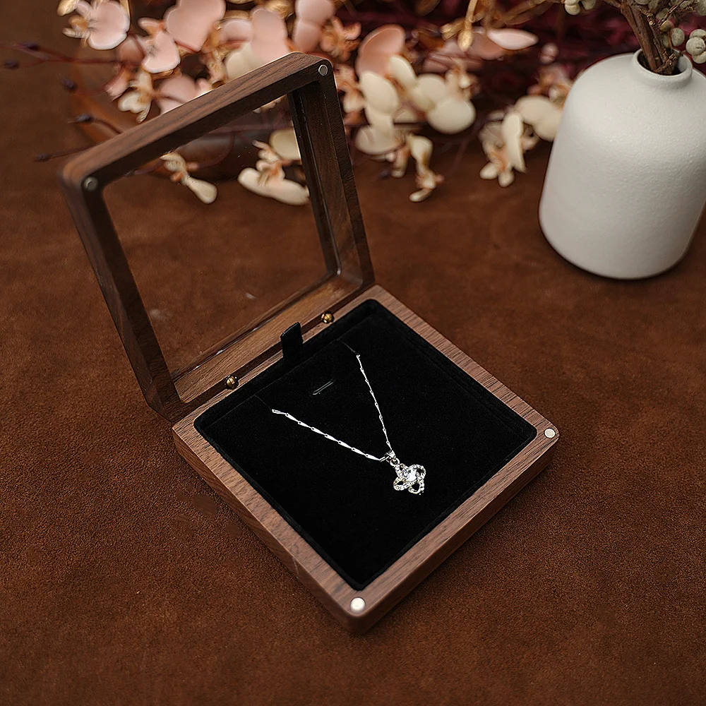 

Wooden Brooch Ornament Magnetic Attraction Storage Box Dinner Party Exquisite Gift Jewelry Box Couple Pendant Retro Storage Box