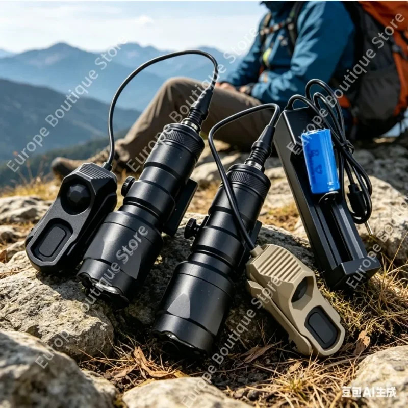 

M300 Metal Nylon Mini Flashlight Helmet Mount Aluminum Torch for Outdoor Camping Hiking Tactical Use