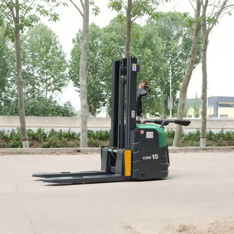 1.5 Ton Electric Stacker Adjustable Fork Width Polyurethane Tires-for Different Sizes Indoor/Outdoor Use Warehouse Customized