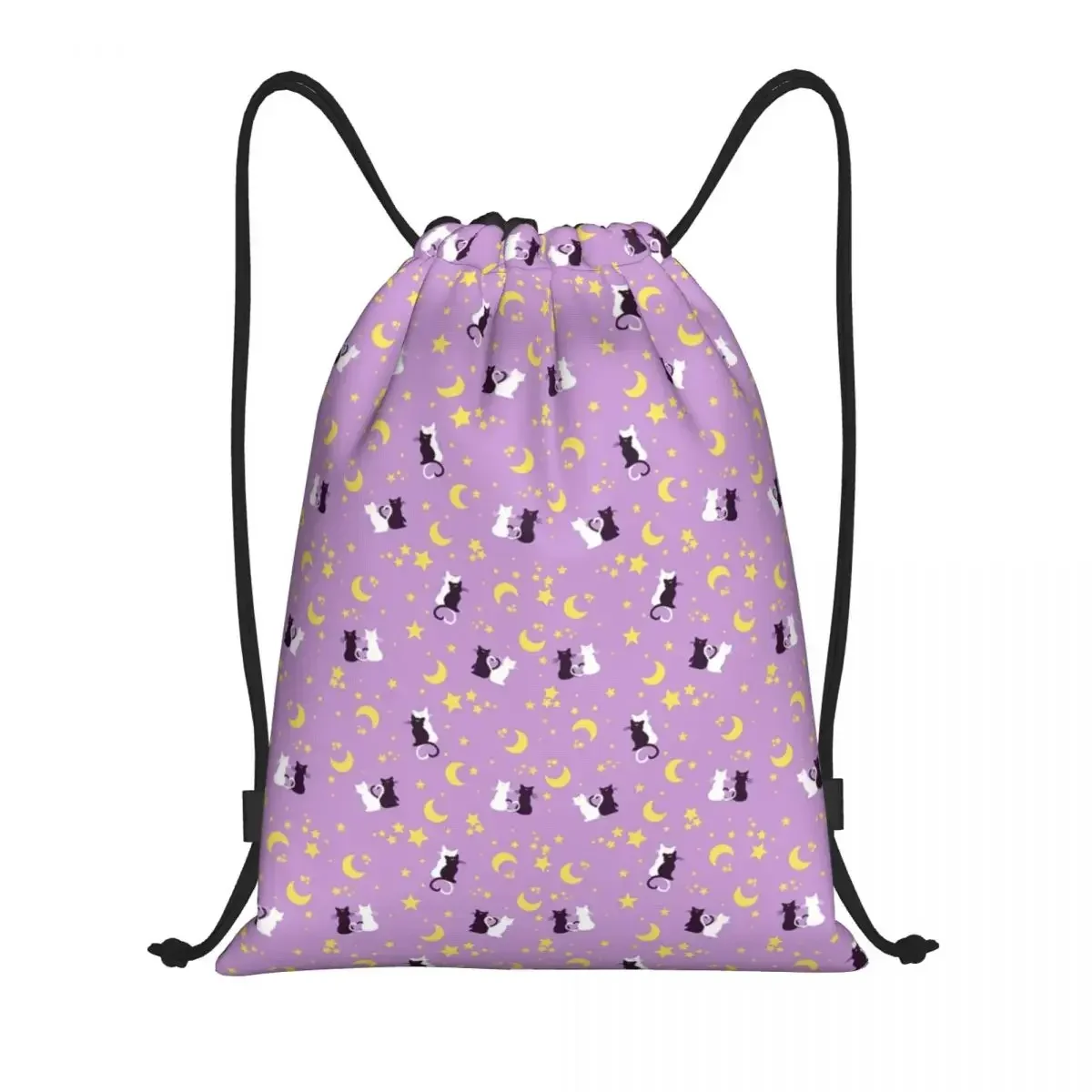 Moon Pattern Drawstring Backpack Gym Bag Men Women Japanese Shojo Shopping Bag