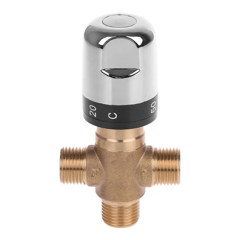 

New Solid Brass G1/2 Male 3 Way Thermostatic Mixing for Valve Shower Water Temperatu