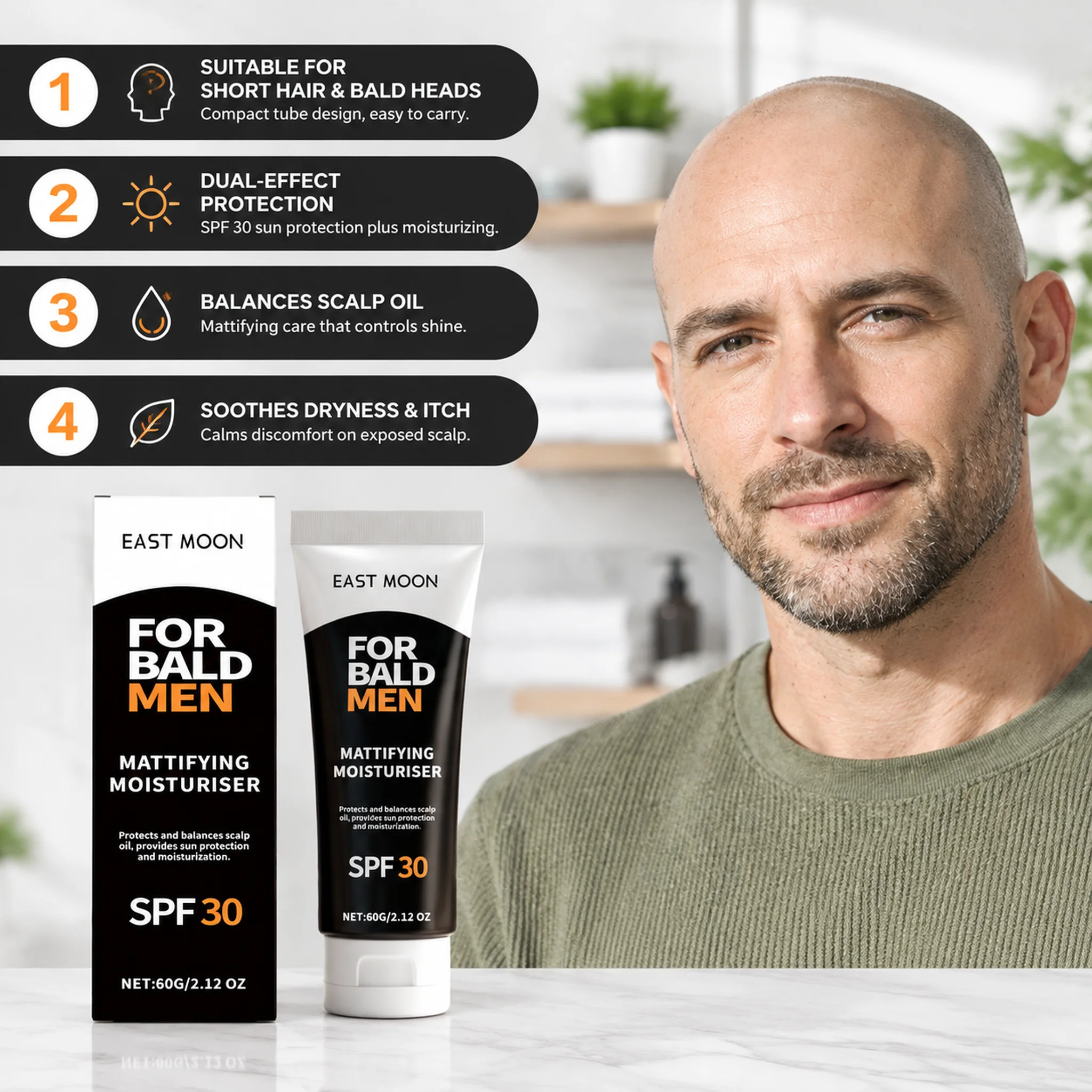 East Moon Men's Scalp Protection Gel Lightweight Watery Texture Refreshing Oil Control Long Lasting Outdoor Activity Skin Care