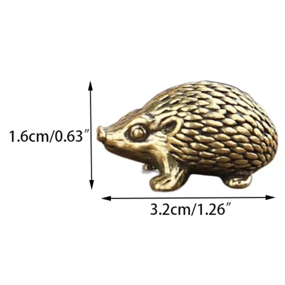 Solid Brass Copper Hedgehog Small Ornaments Vivid Animal Sculpture Tea Pet Home Decor