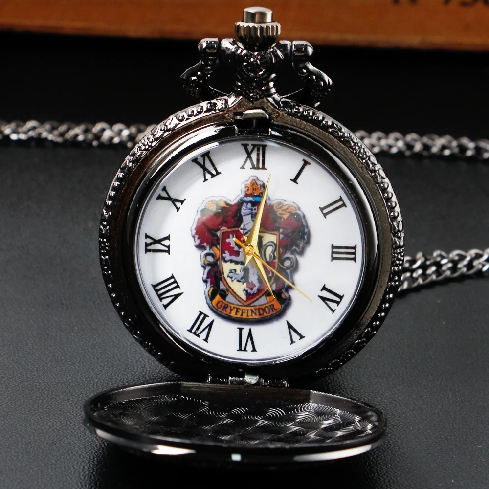 Vintage Black Fashion Roman Number Quartz Steampunk Pocket Watch Women Man Necklace Pendant with Chain Gift reloj hombre