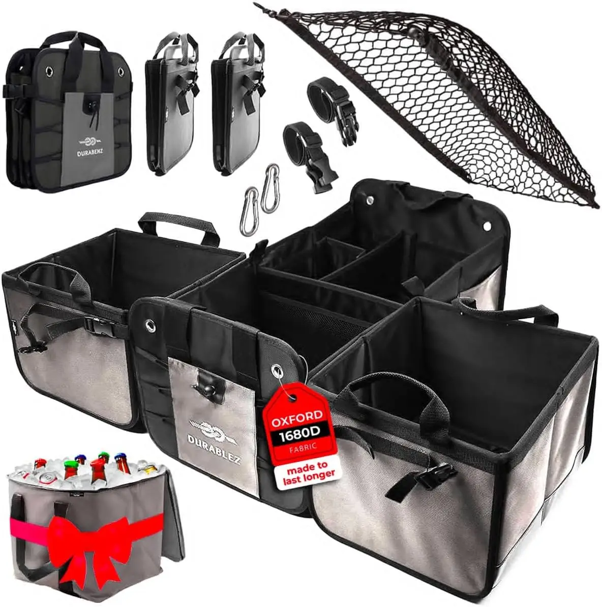 

Extra Large Modular Trunk Organizer with 5 Detachable Sections, Foldable for Car Storage of Groceries, Tools, Sports Gear