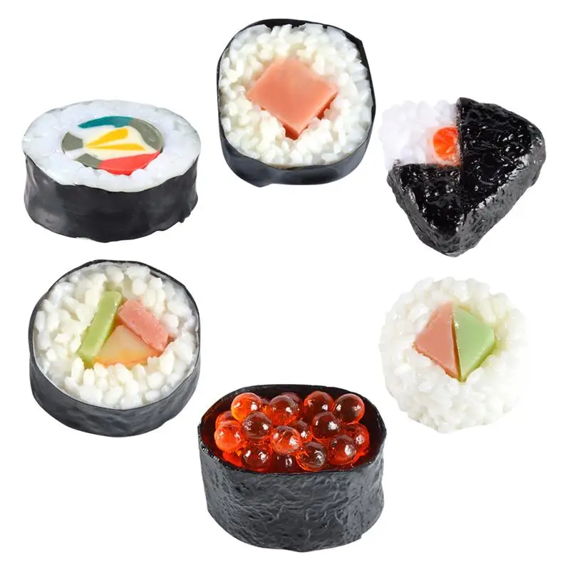 6Pcs Artificial Sushi Realistic Food Model Simulation Sushi Model Japanese Sushi Model Realistic Rich Fake Food