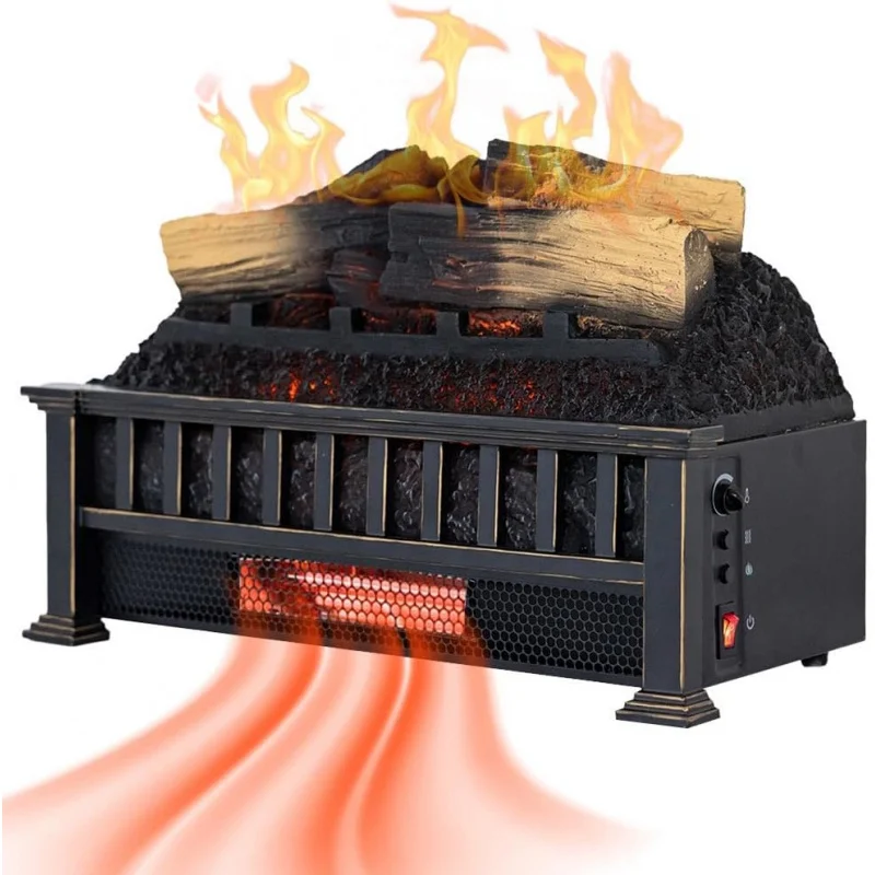 Country Living 20 inch Electric Log Set | 400 Sq Ft Heater - Faux Logs Insert with Infrared Flames for Existing Fi