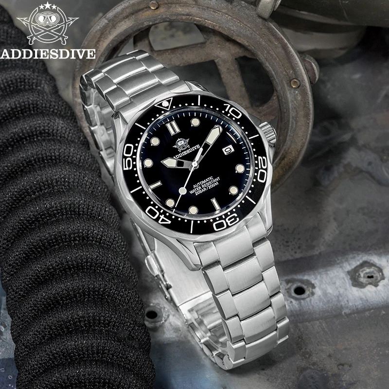 ADDIESDIVE Stainless Steel AD2106 Dive Automatic Mechanical Watch Luxury Sapphire Crystal 200m Waterproof Luminous Men's Watches