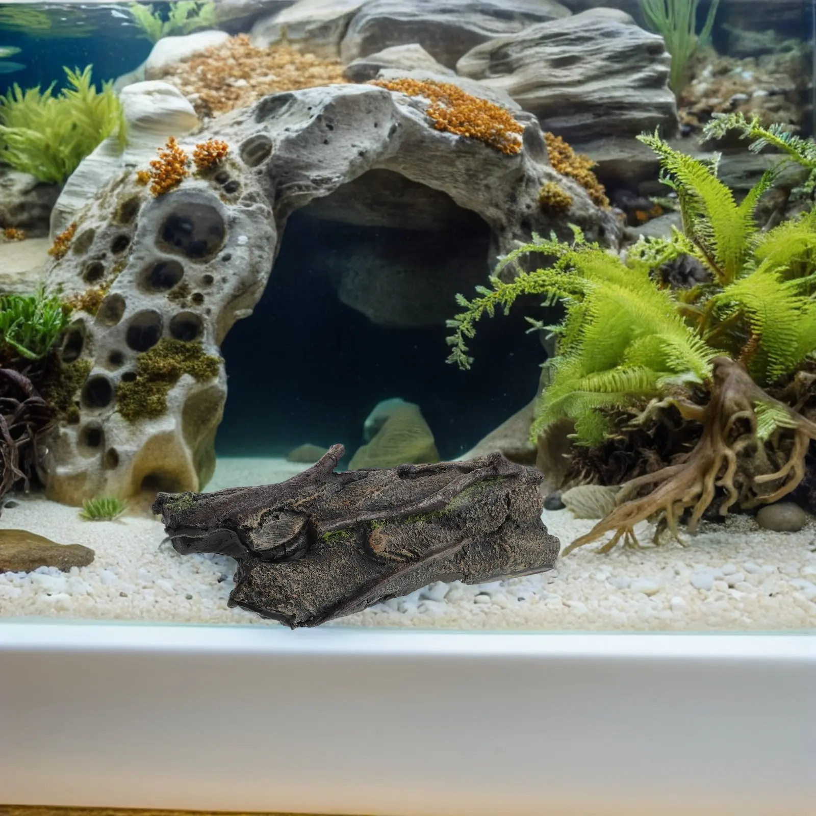 

Resin Hollow Tree Trunk Hide Aquarium Bark Decor Terrarium Cave Ornament Fish Tank Log Shelter for Lizards Snakes Geckos Bettas