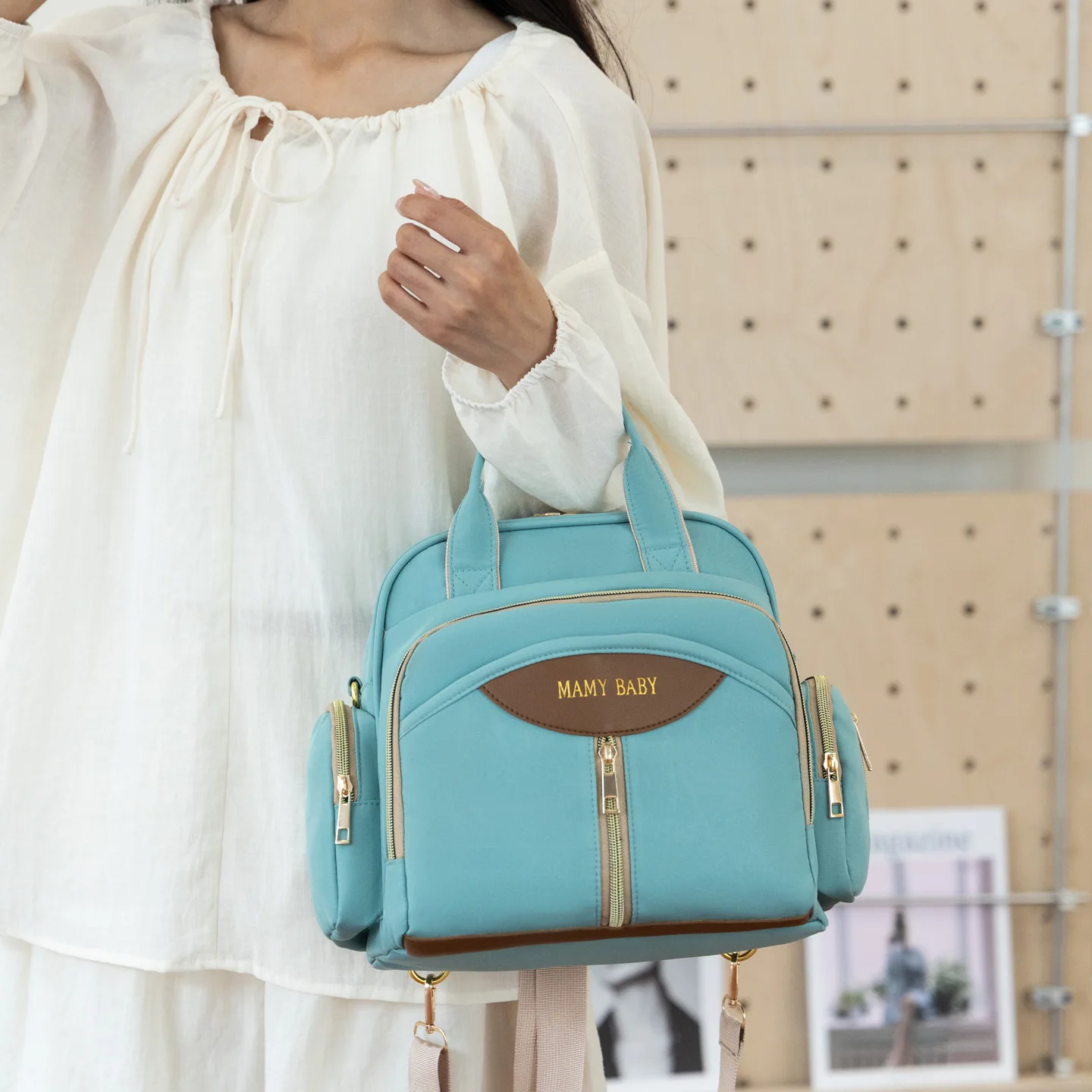 Large Capacity Cross-Border Mommy Bag Multi-Functional Outgoing Baby Supplies Storage Shoulder Bag Handheld Maternity Bag