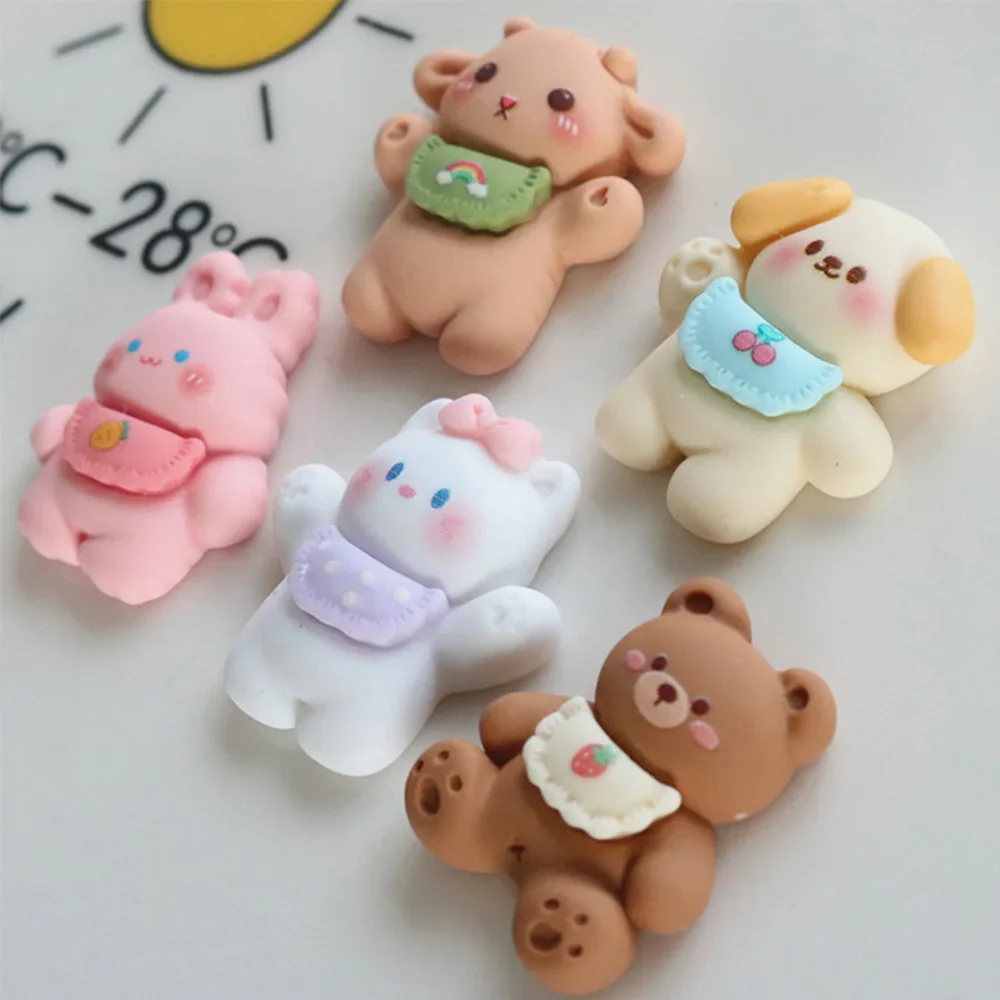 Cabujones de resina con parte posterior plana para horquilla, accesorios de decoración para manualidades, DIY, DIY, serie de animales, bufanda Kawaii, álbum de recortes, 10 piezas