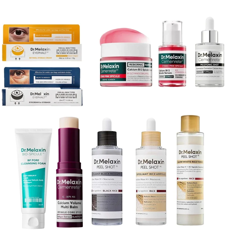 Dr. Melaxin crema en barra hidratante multiacción/esencia suero exfoliante de arroz crema reafirmante antiarrugas para ojos limpiador Facial