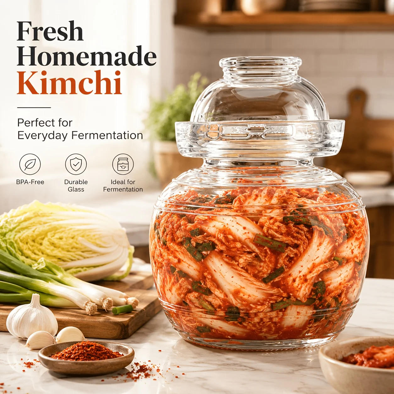 Glass Kimchi Fermentation Jar - Food Storage Jars & Containers recension och pris