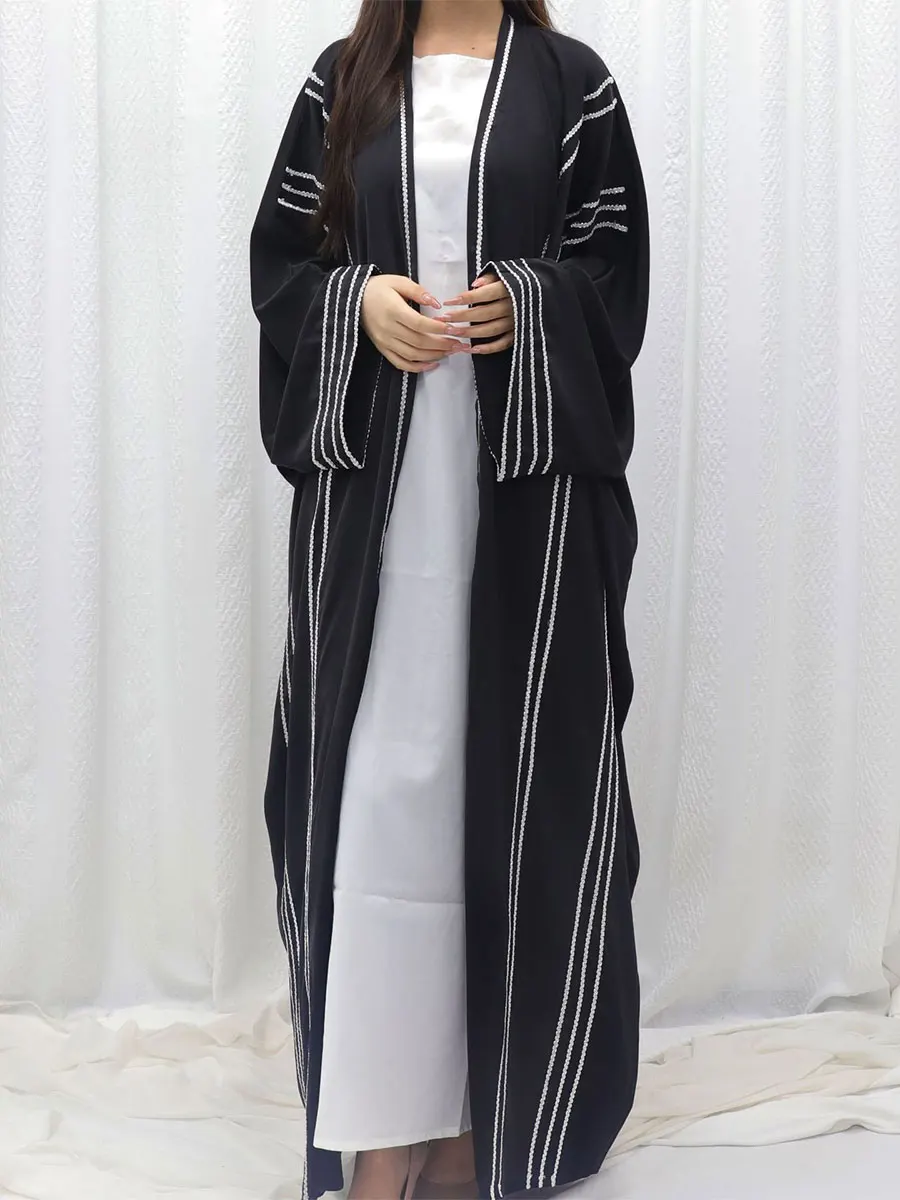 Dubai Open Abaya For Muslim Woman Batwing Sleeve Elegant Casual Loose Saudi Kebaya Moroccan Turkish Fashion Kaftan Cardigan 2024