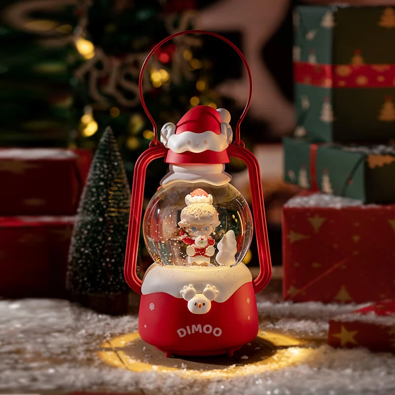 New Genuine Dimoo Christmas Ornament Toys Snowman'S Letter Crystal Ball Lamp Date Day Rotating Crystal Ball Valentine'S  Gifts