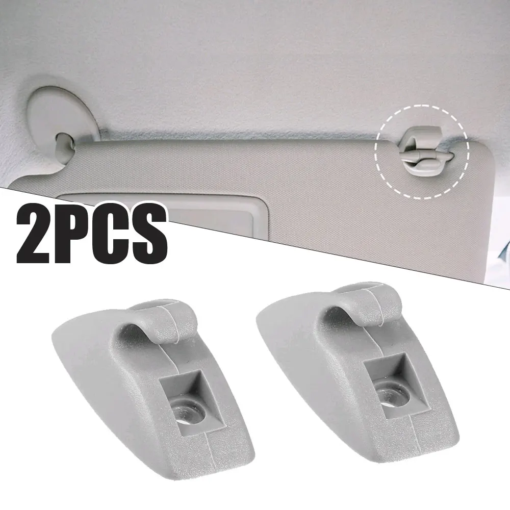 2pcs Gray Car Sun Visor Support Clip Retainer Hanger Sunvisor Clips Hook Support Bracket Car Accessories 191857559 For VW MK1