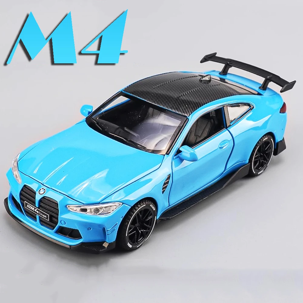 1:32 M4 M8 Miniature Model Toy Cars Alloy Diecast Sports Car Sound Light Pull Back Doors Opened Simulation Supercars Boys Gifts