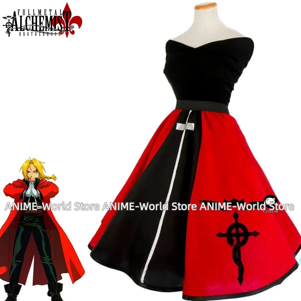 

Anime Fullmetal Alchemist Cosplay Costume Edward Elric Women lolita Dress Kimono Cosplay Costume Cutome-Made Halloween