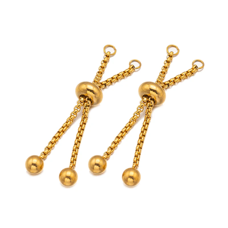 2 Stück Edelstahl-Schiebe-Verstellketten-Armbänder mit Gummiperlen für DIY-Verbindungsstücke, Schmuckherstellungszubehör – Detail 4